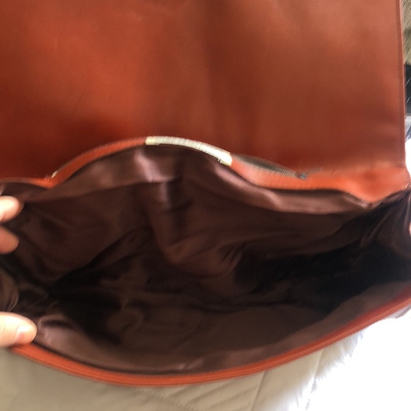 Lawrence Bentley Leather Clutch Terra-cotta suede detail. Chic, classic stylish - Picture 6 of 15